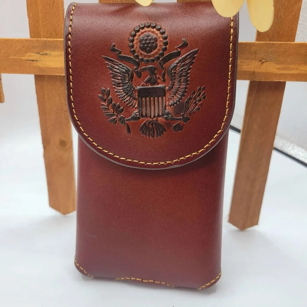 Montana West Genuine Leather Belt Loop Cell Phone Holder Holster Case Med Brown